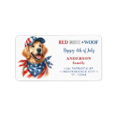 Schattigee Patriottische Hond 4 Juli Terugkeer Adr Etiket (Voorkant)