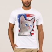 Schattigee Patriottische Kitten Amerikaanse Vlag 4 T-shirt (Voorkant)