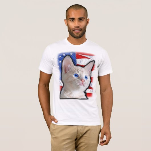 Schattigee Patriottische Kitten Amerikaanse Vlag 4 T-shirt (Voorkant volledig)