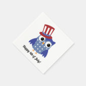 Schattigee Patriottische Uil met Top Hat Vierde va Servet (Hoek)