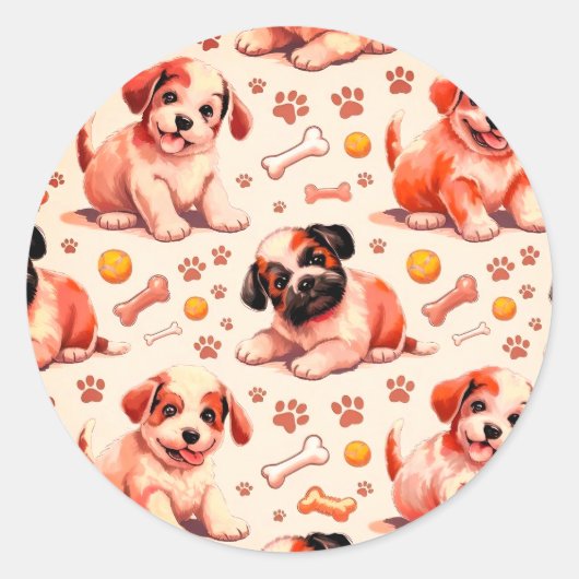 Schattigee Patroon Puppy Stickers (Voorkant)