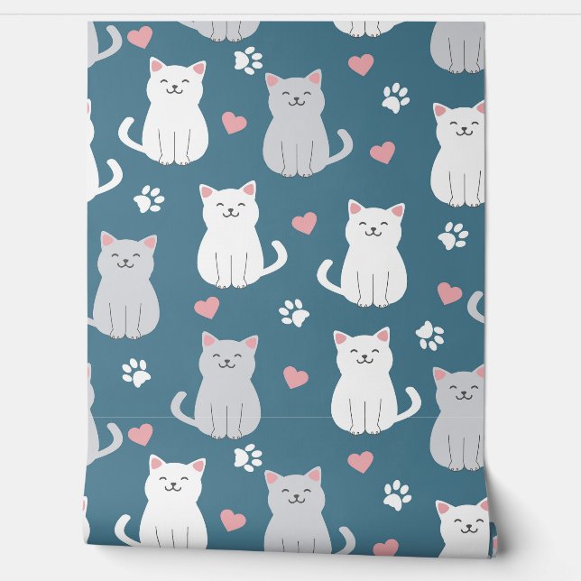 Schattigee patroonachtergrond van katten behang (Afrollen)