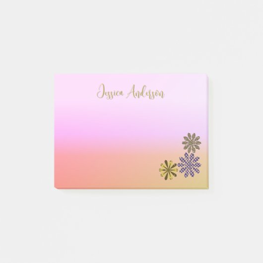 Schattigee Patroonbloemen Roze Achtergrond Bloemen Post-it® Notes (Voorkant)