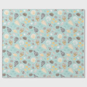 Schattigee pattereerde schelpen op munt cadeaupapier (Vlak)