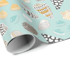 Schattigee pattereerde schelpen op munt cadeaupapier