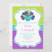 Schattigee Pauw Groene en Paarse verjaardag Kaart (Voorkant)