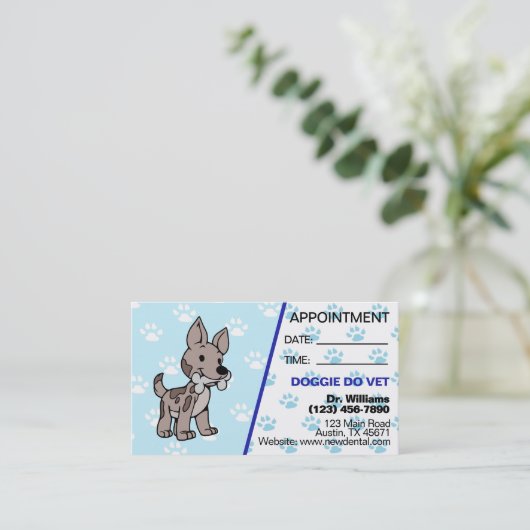 Schattigee Paw Print Dierenartsenkaart Visitekaartje (Staand voorkant)