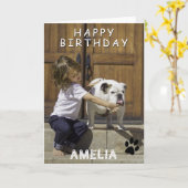 Schattigee Paw Print Happy Birthday-fotokaart met  Kaart (Gele Bloem)