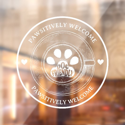 Schattigee Paw Print Hondenvriendelijk Café Teken  Raamsticker (Vel 2)
