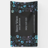Schattigee Paw Print Pattern Pet Groomer Business  Spandoek (Verticaal)