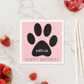 Schattigee Paw Print Roze Girly Verjaardagsfeestje Servet (Insitu)