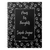 Schattigee Paw Prints Custom Cat Mom Naam Zwart No Notitieboek (Voorkant)