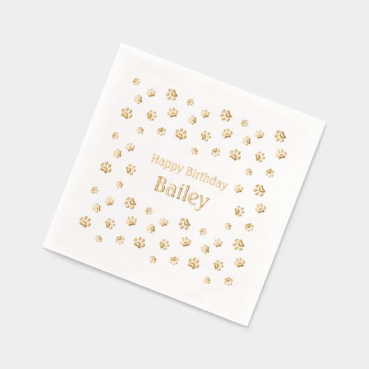 Schattigee Paw Prints Custom Pet Verjaardagsfeest Folie Servetten (Links)