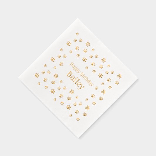 Schattigee Paw Prints Custom Pet Verjaardagsfeest Folie Servetten (Rechts)