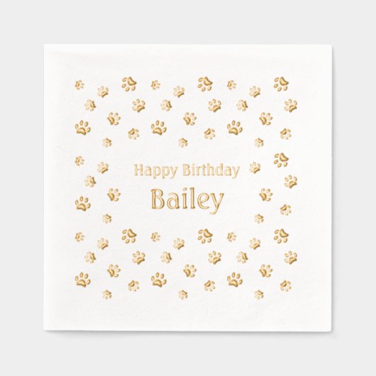 Schattigee Paw Prints Custom Pet Verjaardagsfeest Folie Servetten (Voorkant)