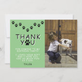 Schattigee Paw Prints Groene Verjaardag Dank u Fot Kaart (Voorkant)