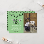 Schattigee Paw Prints Groene Verjaardag Dank u Fot Kaart (Voorkant / Achterkant in situ)