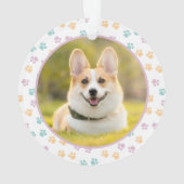 Schattigee Paw Prints Ronde Lijst Custom Pet Foto Ornament (achterkant)