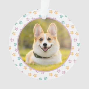 Schattigee Paw Prints Ronde Lijst Custom Pet Foto Ornament