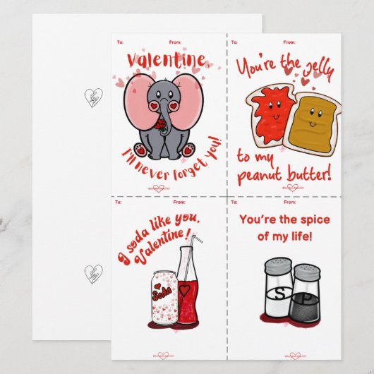 Schattigee PB&J Cut & Share Kinder Valentijnsdag K Kaart (Voorkant / Achterkant)