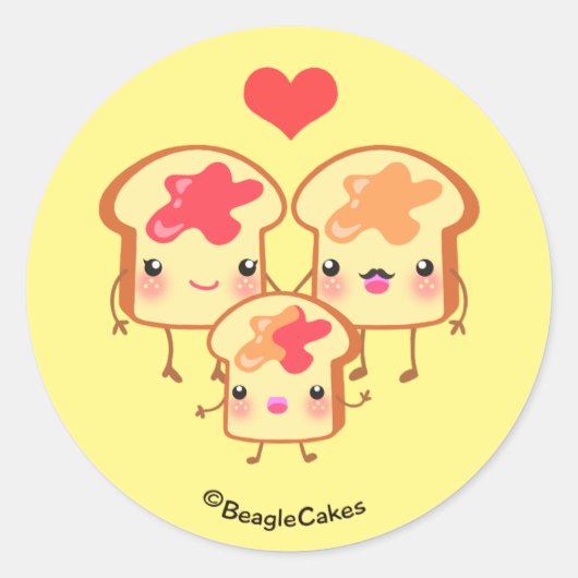 Schattigee PB & J Sandwich familie Sticker (Voorkant)