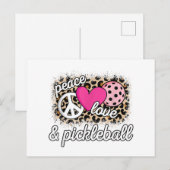 Schattigee Peace Love Pickleball speler Funny Pick Briefkaart (Voorkant / Achterkant)