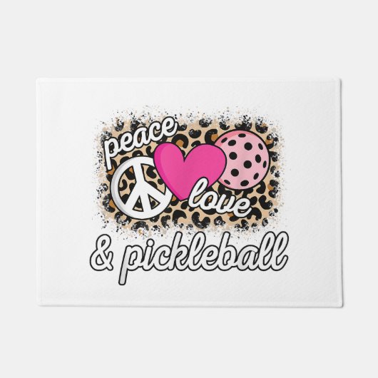 Schattigee Peace Love Pickleball speler Funny Pick Deurmat (Voorkant)