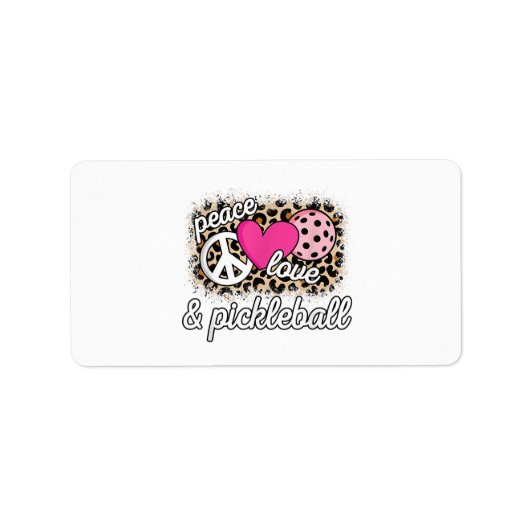 Schattigee Peace Love Pickleball speler Funny Pick Etiket (Voorkant)