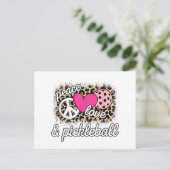 Schattigee Peace Love Pickleball speler Funny Pick Feestdagenkaart (Staand voorkant)