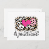 Schattigee Peace Love Pickleball speler Funny Pick Feestdagenkaart (Voorkant / Achterkant)
