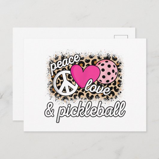 Schattigee Peace Love Pickleball speler Funny Pick Feestdagenkaart (Voorkant / Achterkant)