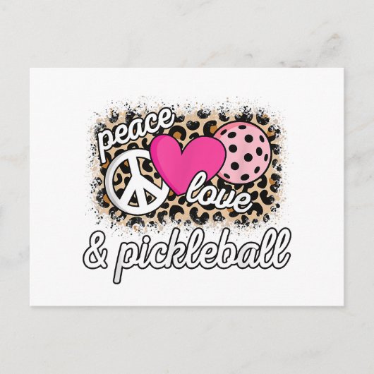 Schattigee Peace Love Pickleball speler Funny Pick Feestdagenkaart (Voorkant)