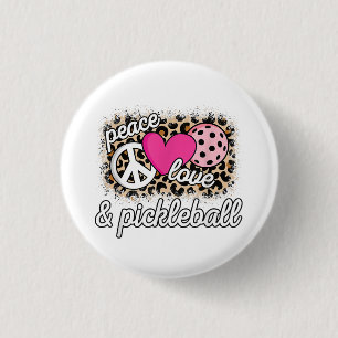 Schattigee Peace Love Pickleball speler Funny Pick Ronde Button 3,2 Cm