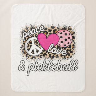 Schattigee Peace Love Pickleball speler Funny Pick Sherpa Deken