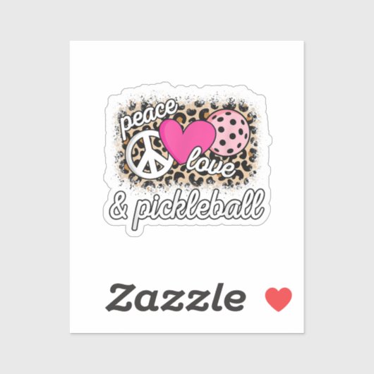 Schattigee Peace Love Pickleball speler Funny Pick Sticker (Vel)