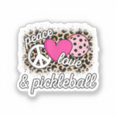 Schattigee Peace Love Pickleball speler Funny Pick Sticker (Voorkant)