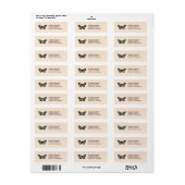 Schattigee Peach Zwart-witte vlinder Natuur Etiket (Full Sheet)
