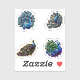 Schattigee Peacock 4 Pack Stickers