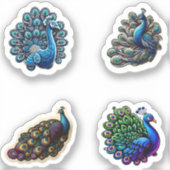 Schattigee Peacock 4 Pack Stickers (Voorkant)
