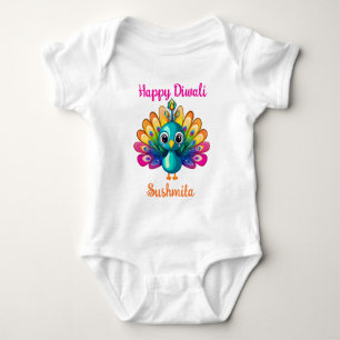 Schattigee Peacock, Diwali, met aangepaste tekst Romper