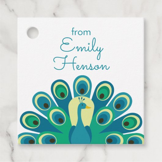 Schattigee Peacock gepersonaliseerde cadeau of gun Bedankjes Labels (Voorkant)