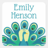 Schattigee Peacock gepersonaliseerde Stickers (Voorkant)