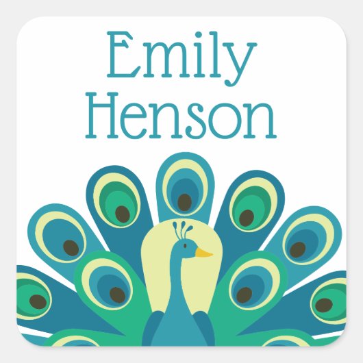 Schattigee Peacock gepersonaliseerde Stickers (Voorkant)