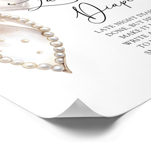 Schattigee Pearl Bow Late Night Luiers Baby shower Poster (Hoek)