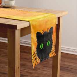 Schattigee Peek-A-Boo Black Cat op Halloween Sinaa Korte Tafelloper