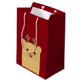 Schattigee Peekaboo Rendier Holiday Gift Bag Medium Cadeauzakje (Achterkant Gekanteld)