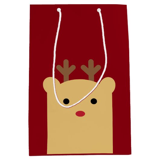 Schattigee Peekaboo Rendier Holiday Gift Bag Medium Cadeauzakje (Voorkant)