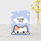 Schattigee Peeking Cat Dank u kaart (Gele Bloem)