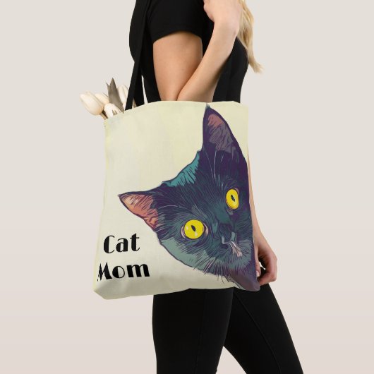 Schattigee Peeking Cat Design Canvas tas (Dichtbij)