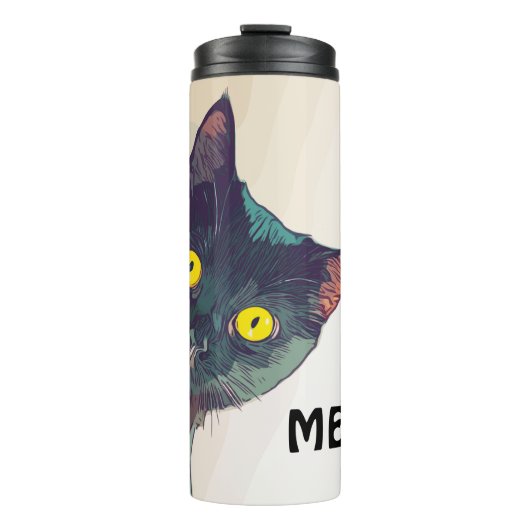 Schattigee Peeking Cat Design Thermische Tumbler Thermosbeker (Voorkant)